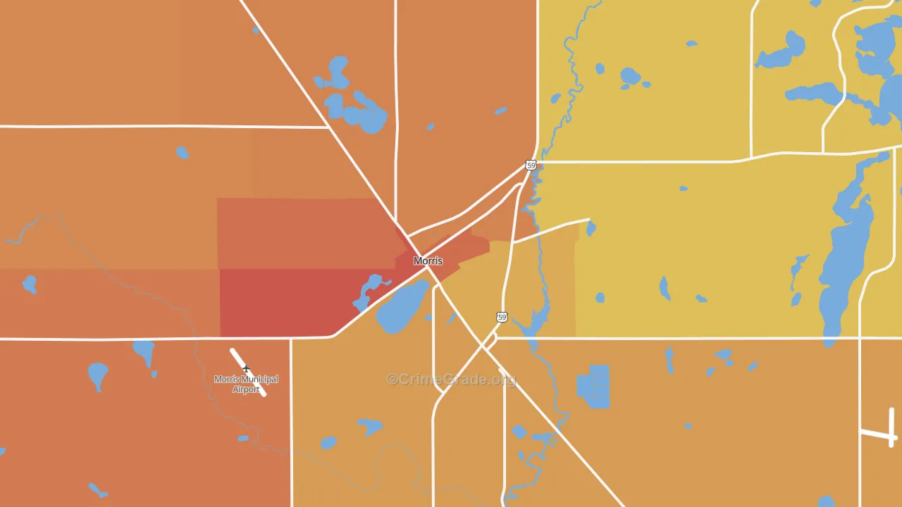 Morris, MN Map of Burglary Rates