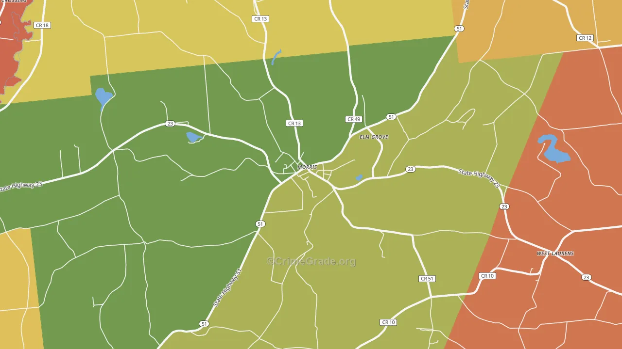 Morris, NY Map of Burglary Rates
