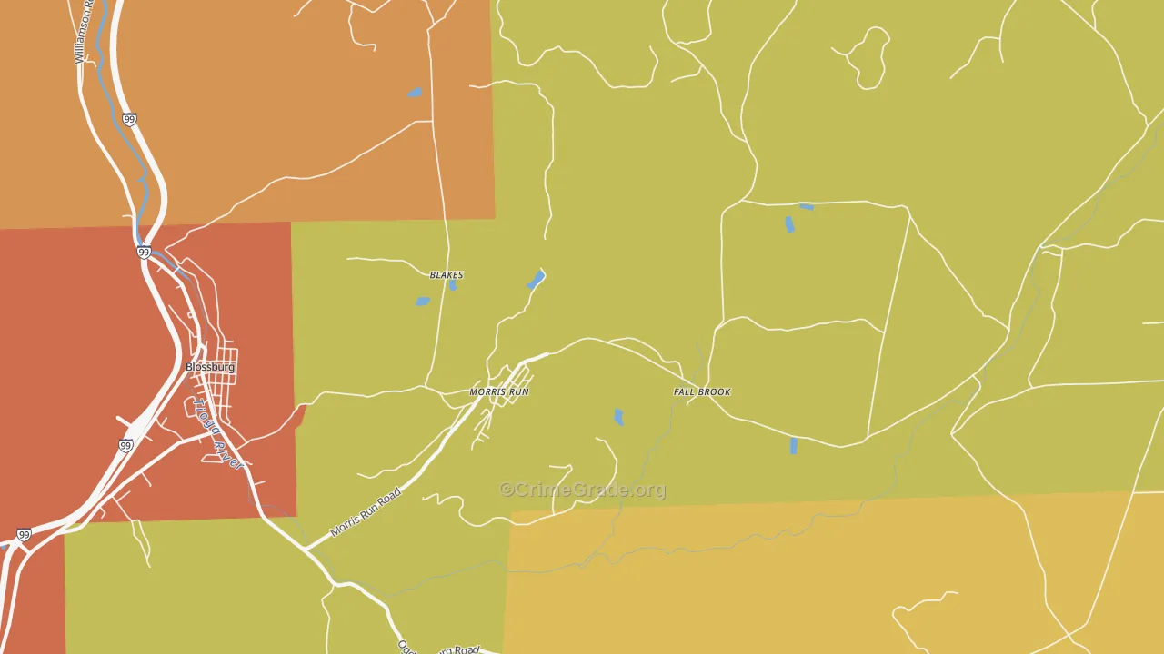Morris Run, PA Map of Burglary Rates