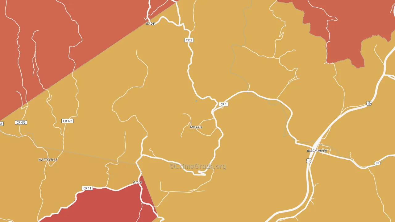 Morris, WV Map of Burglary Rates