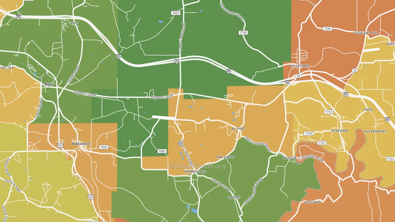 Morrisdale, PA Map of Burglary Rates