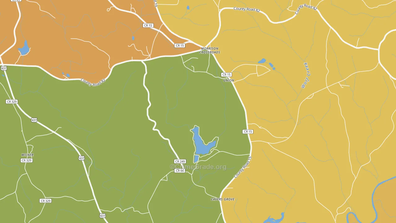 Morrison Crossroads, AL Map of Burglary Rates