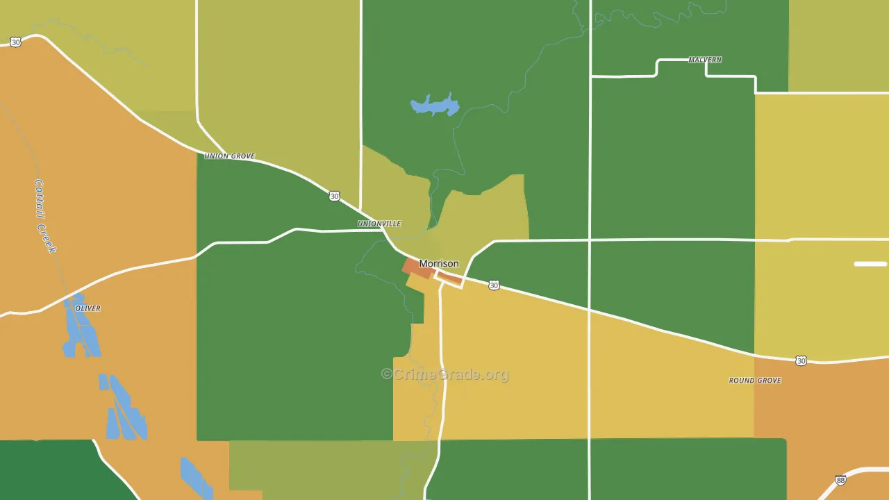Morrison, IL Map of Burglary Rates