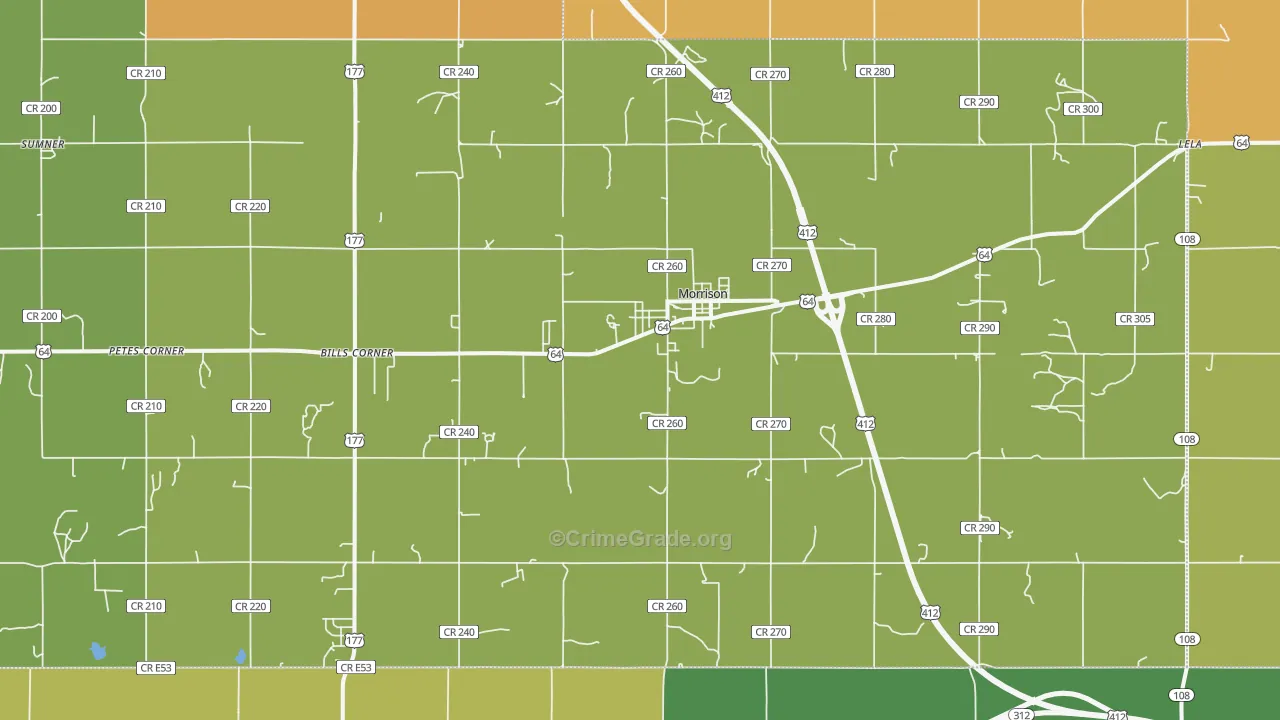 Morrison, OK Map of Burglary Rates