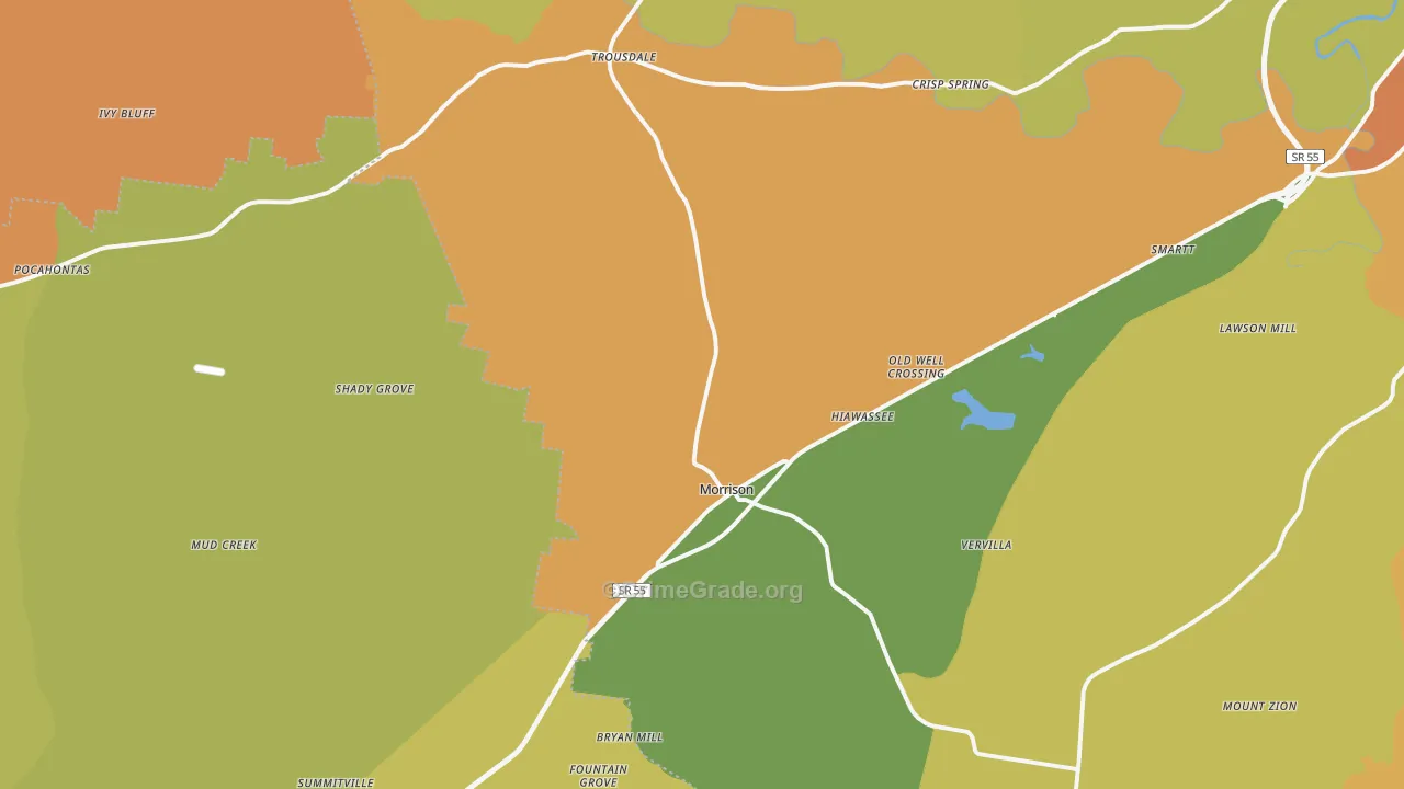 Morrison, TN Map of Burglary Rates