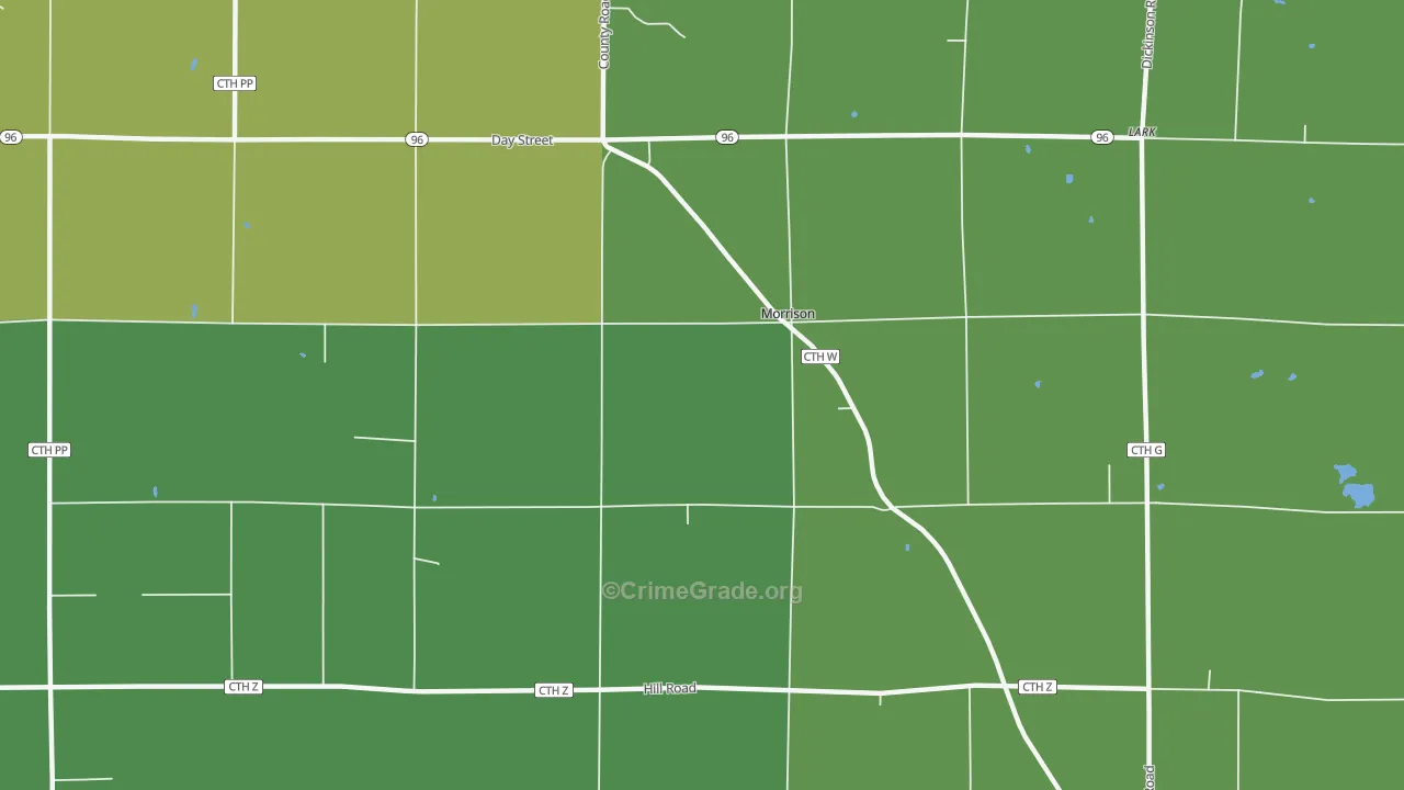 Morrison, WI Map of Burglary Rates