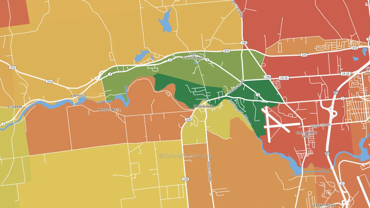 Morrisonville, NY Map of Burglary Rates