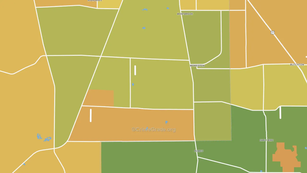 Morriston, FL Map of Burglary Rates