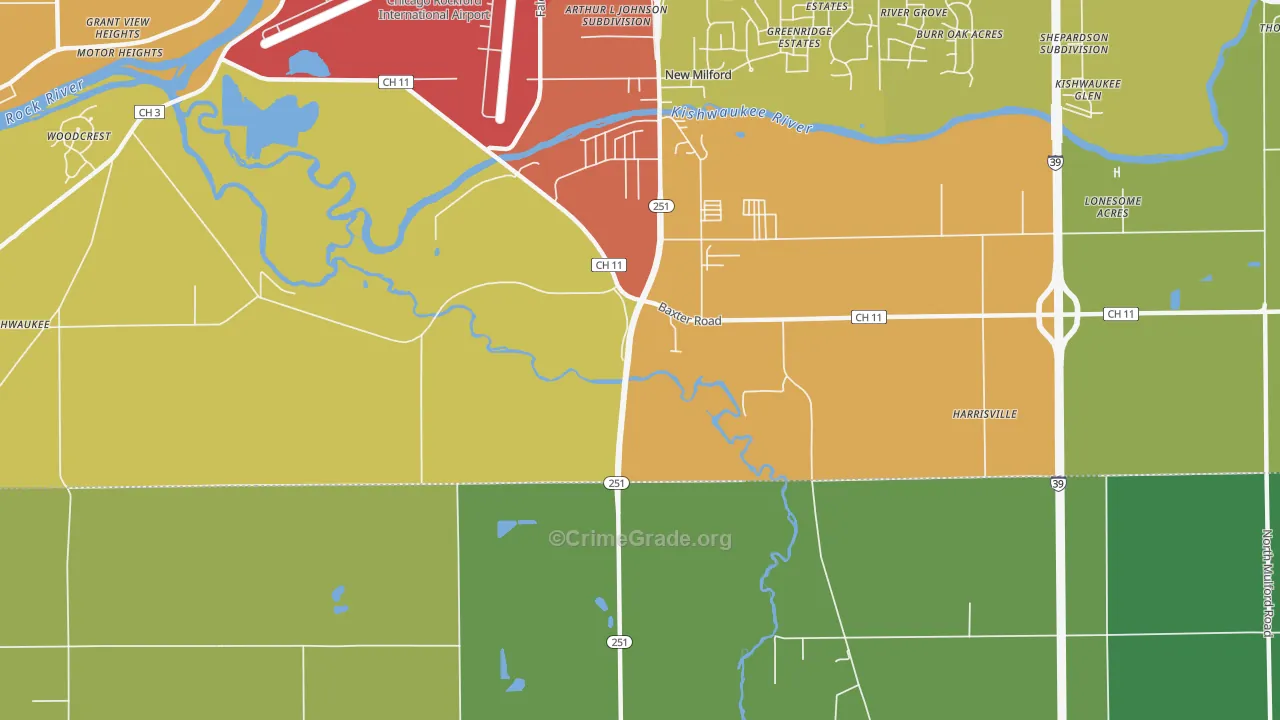 Morristown, IL Map of Burglary Rates
