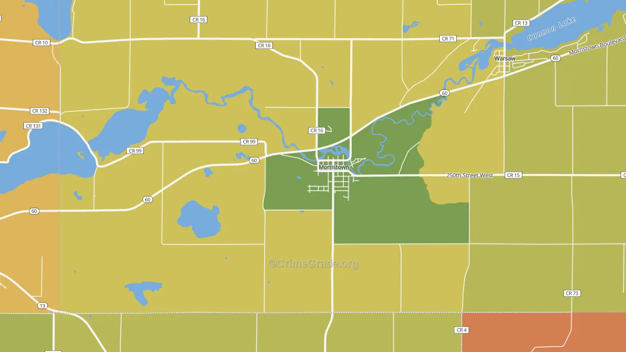 Morristown, MN Map of Burglary Rates