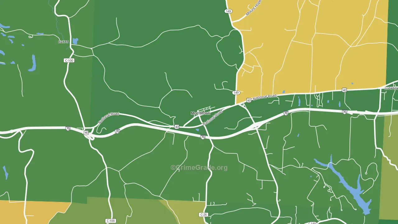 Morristown, OH Map of Burglary Rates