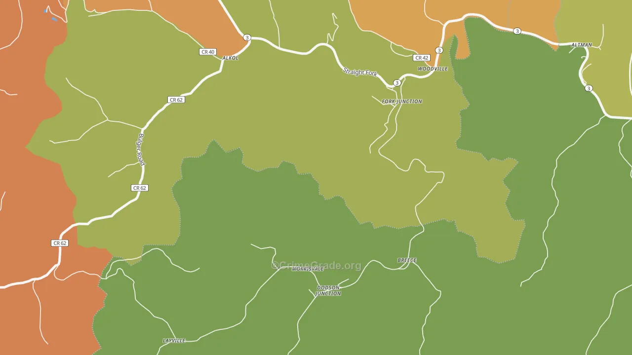 Morrisvale, WV Map of Burglary Rates