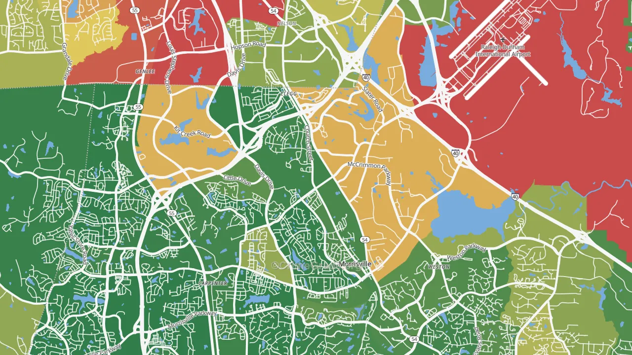 Morrisville, NC Map of Burglary Rates