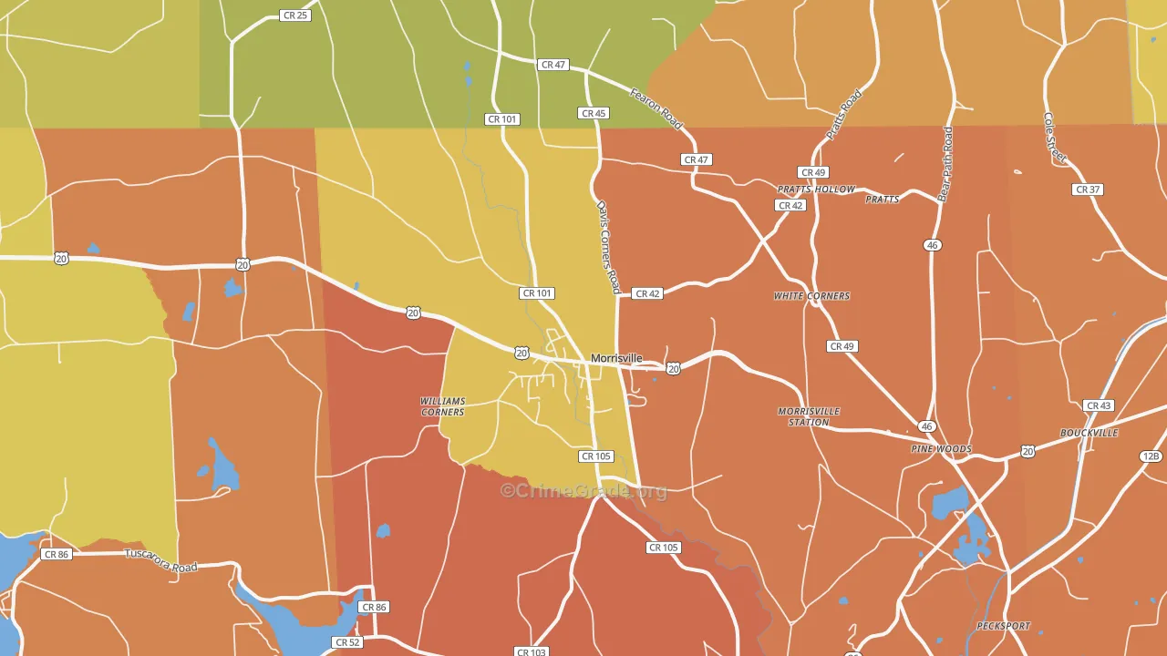 Morrisville, NY Map of Burglary Rates