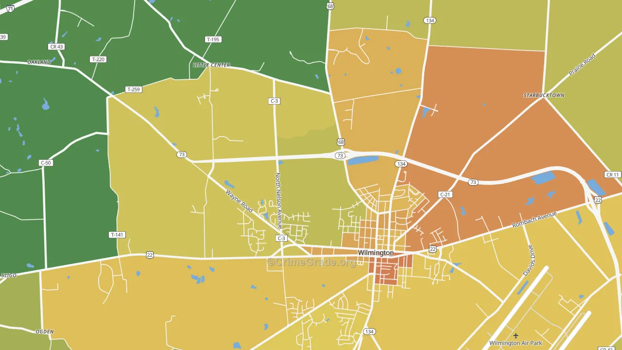 Morrisville, OH Map of Burglary Rates