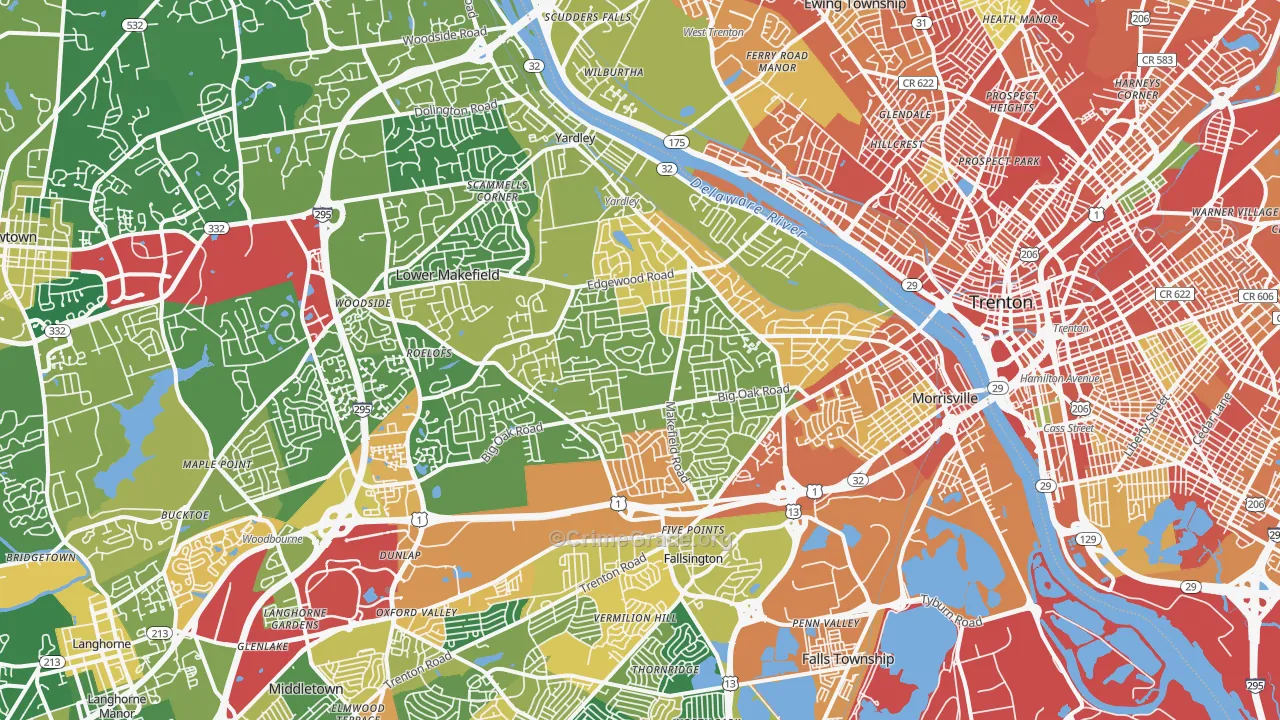 Morrisville, PA Map of Burglary Rates