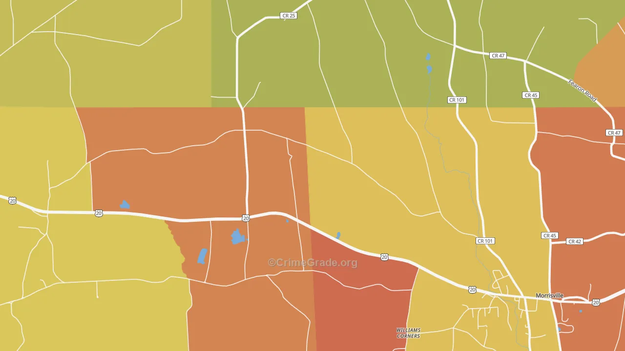 Morrisville Station, NY Map of Burglary Rates