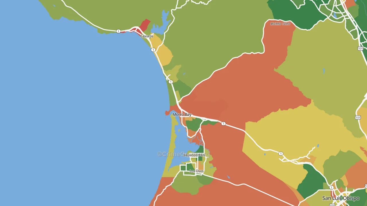 Morro Bay, CA Map of Burglary Rates