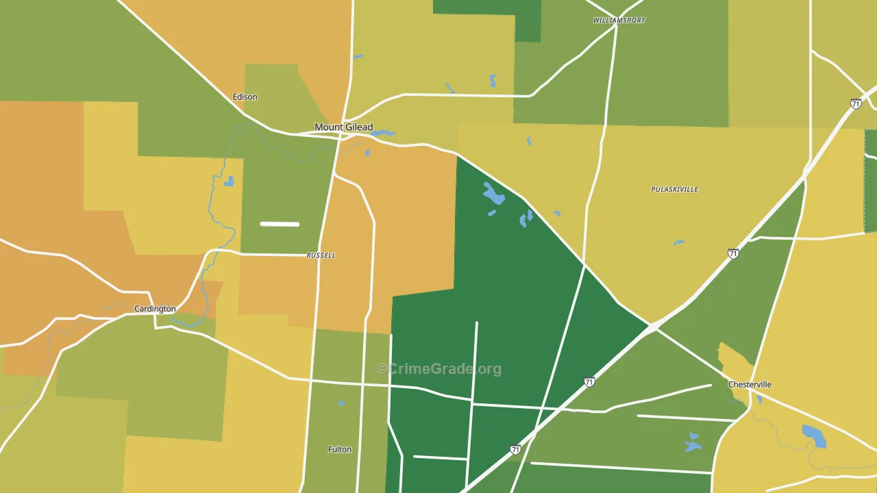 Morrow County, OH Map of Burglary Rates
