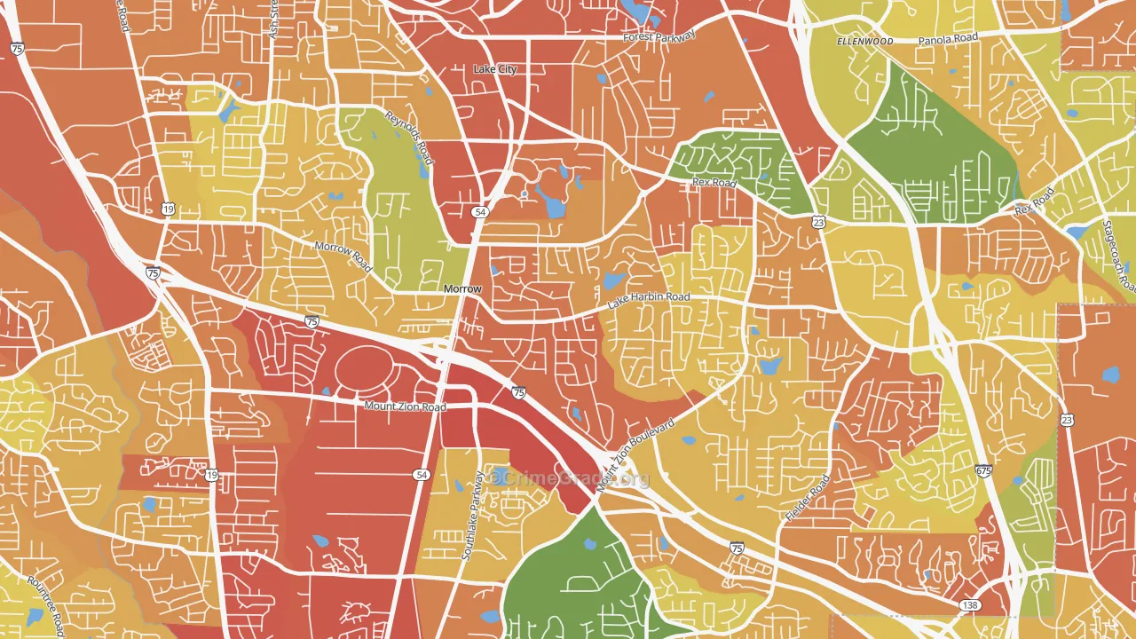 Morrow, GA Map of Burglary Rates