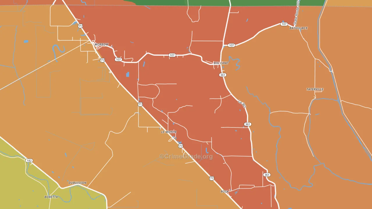 Morrow, LA Map of Burglary Rates