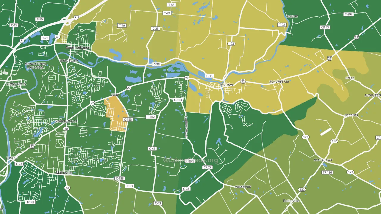 Morrow, OH Map of Burglary Rates