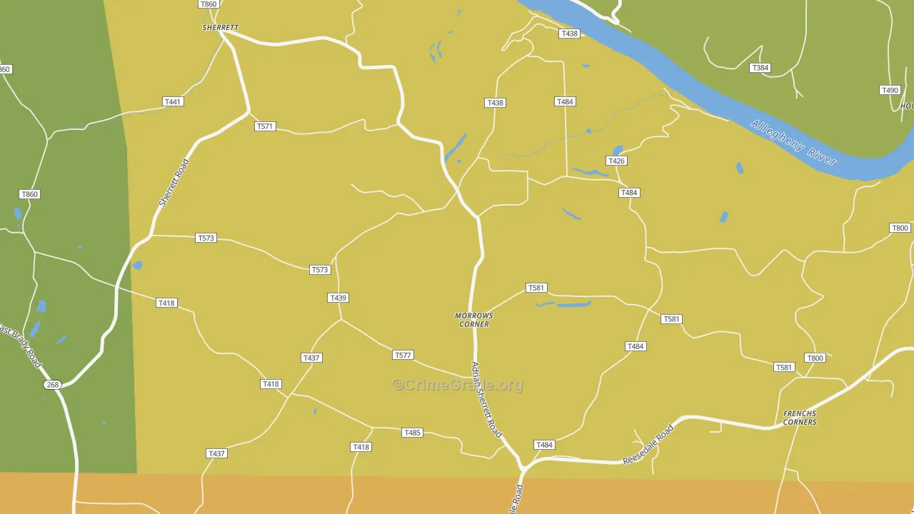 Morrows Corner, PA Map of Burglary Rates