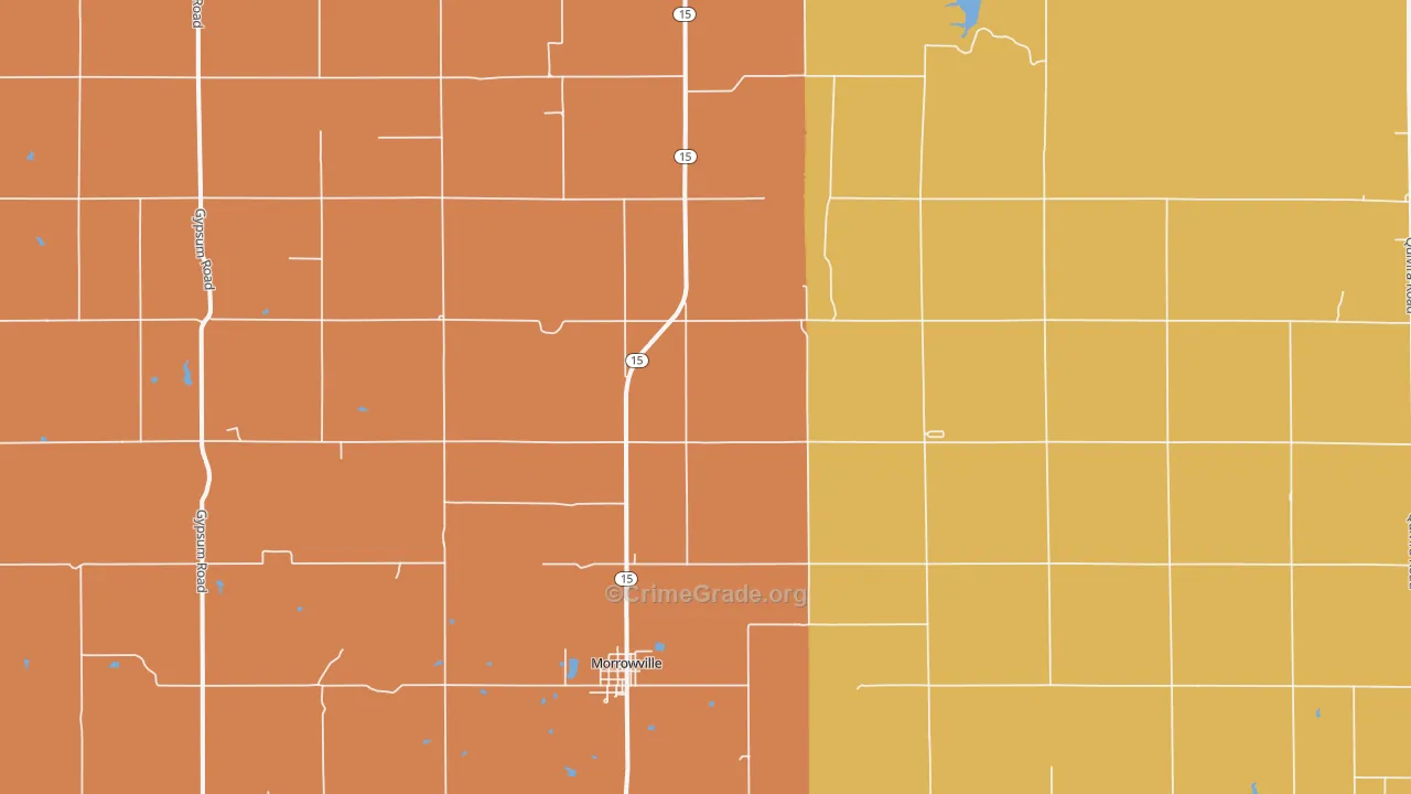 Morrowville, KS Map of Burglary Rates