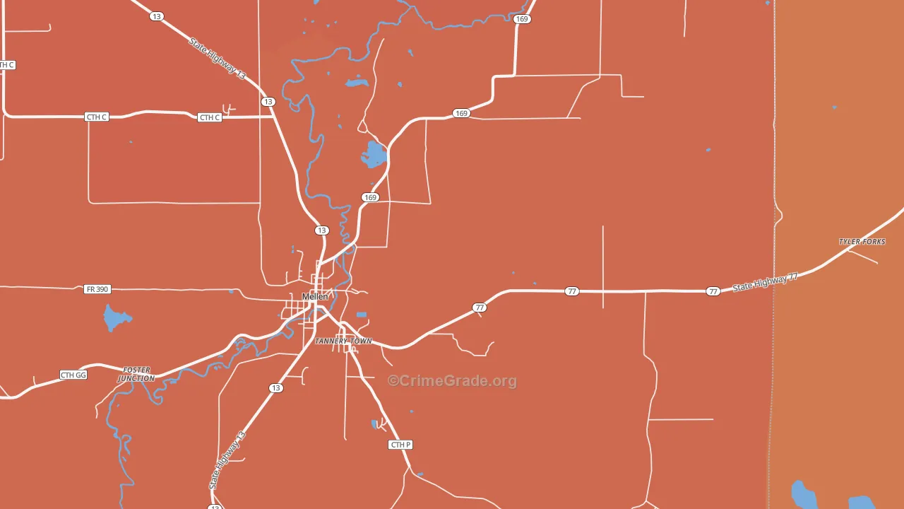 Morse, WI Map of Burglary Rates