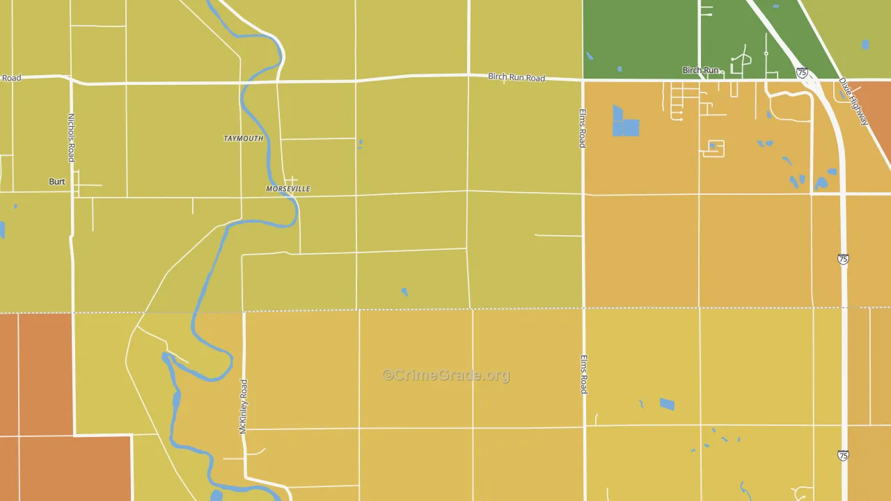 Morseville, MI Map of Burglary Rates
