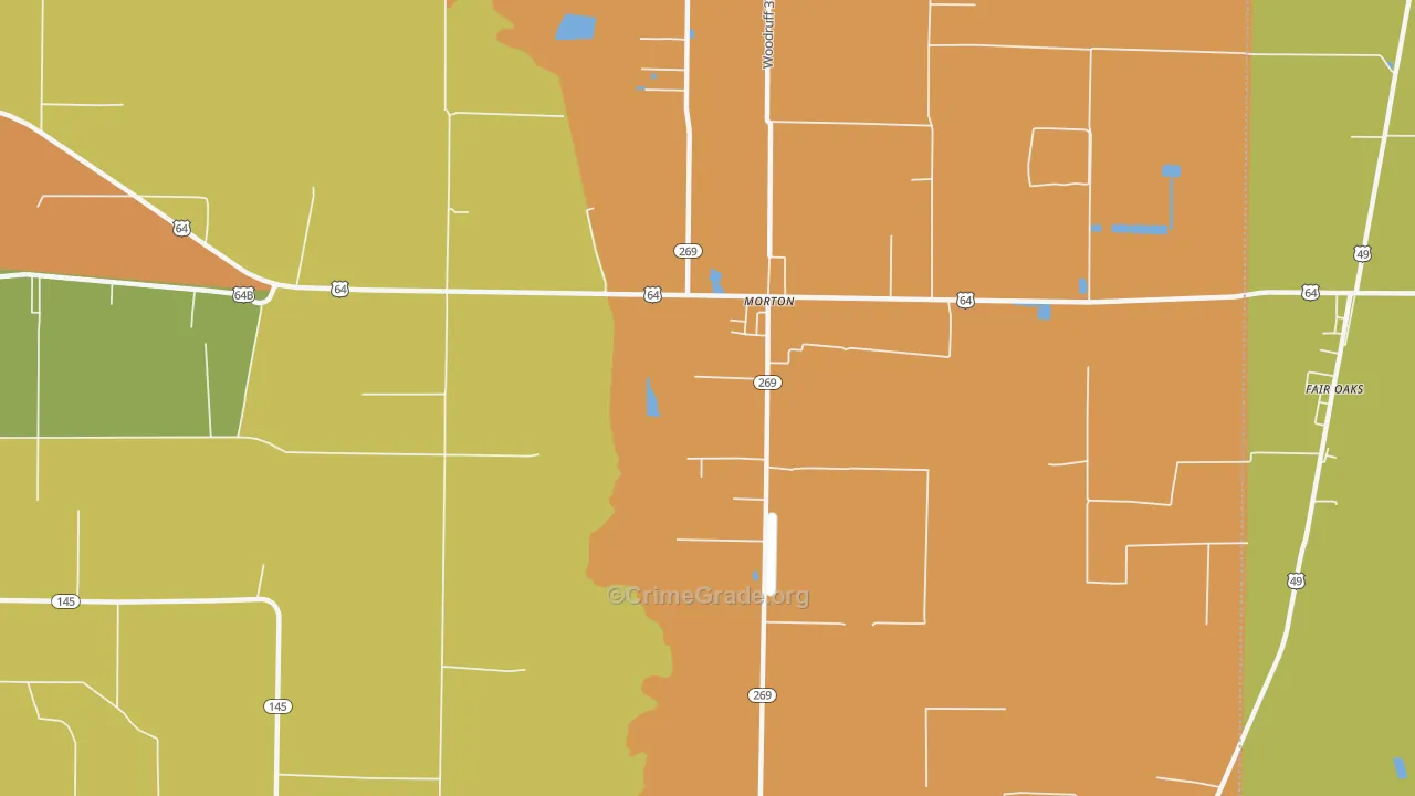 Morton, AR Map of Burglary Rates