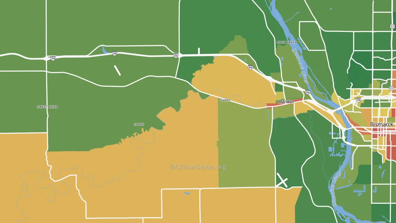 Morton County, ND Map of Burglary Rates
