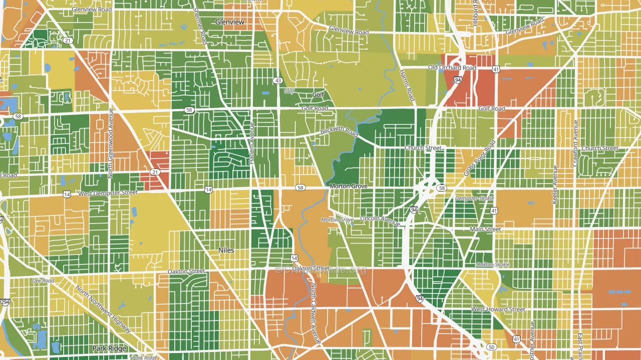 Morton Grove, IL Map of Burglary Rates