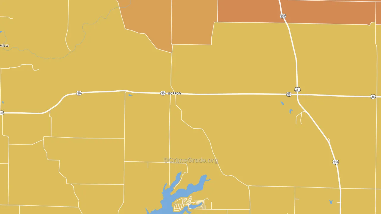 Morton, IN Map of Burglary Rates