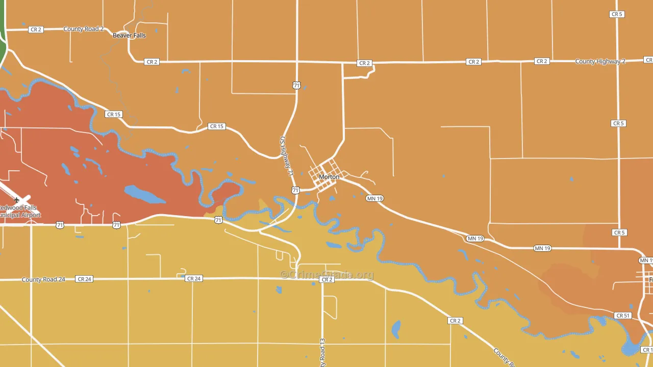 Morton, MN Map of Burglary Rates