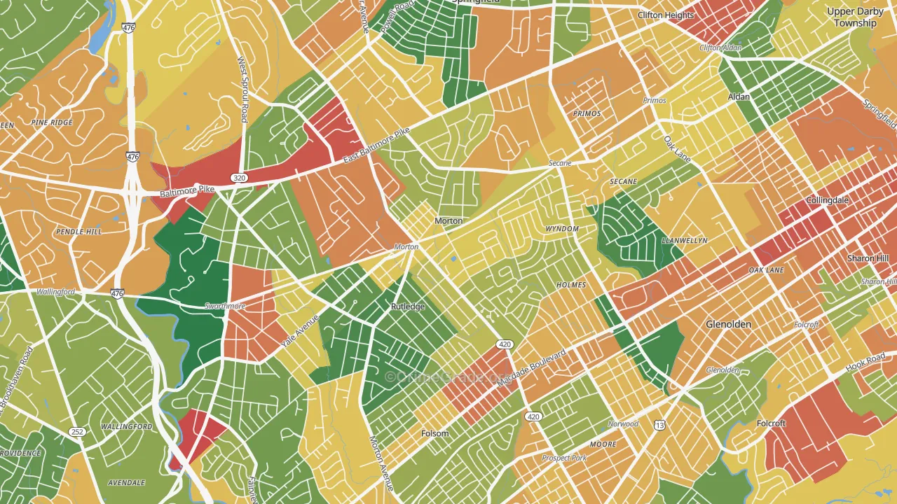 Morton, PA Map of Burglary Rates