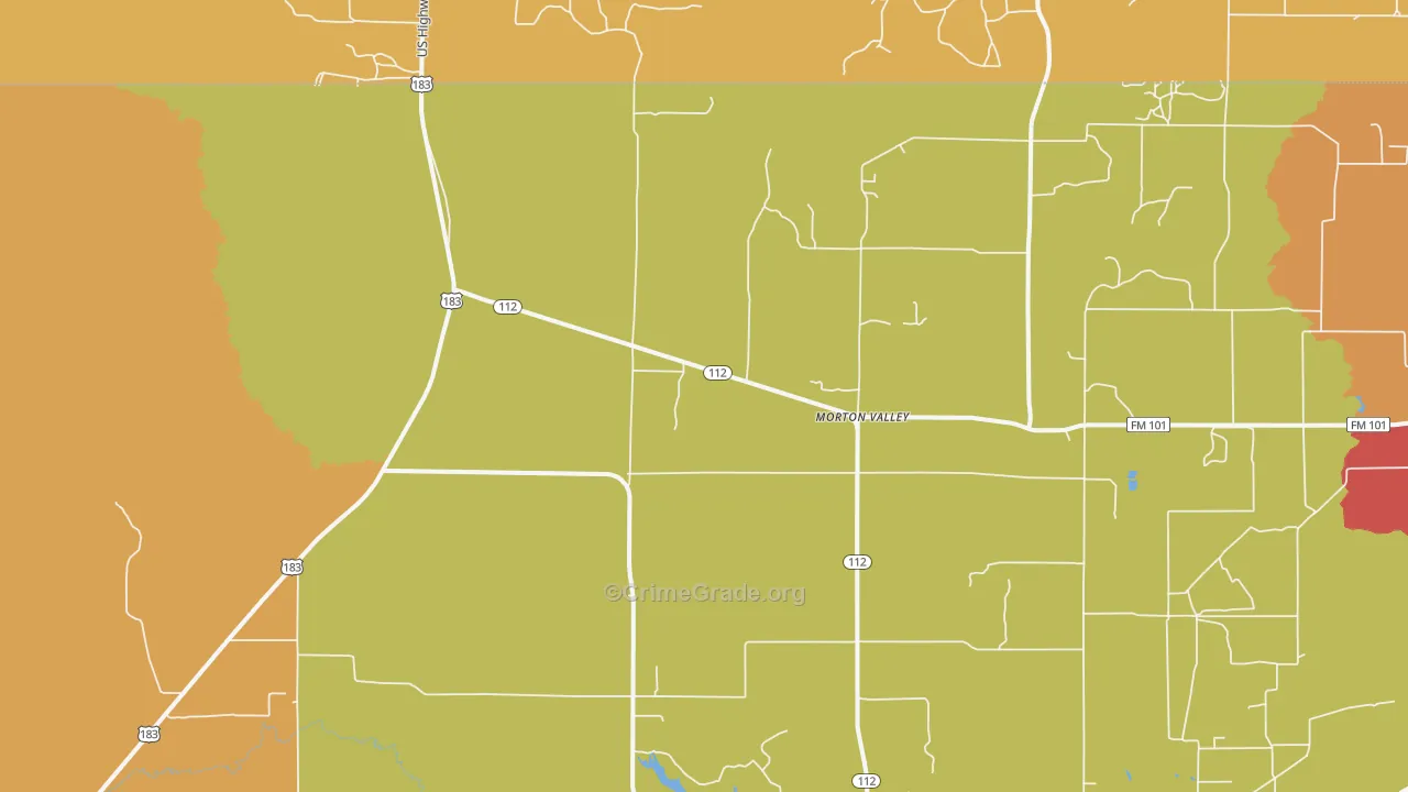 Morton Valley, TX Map of Burglary Rates