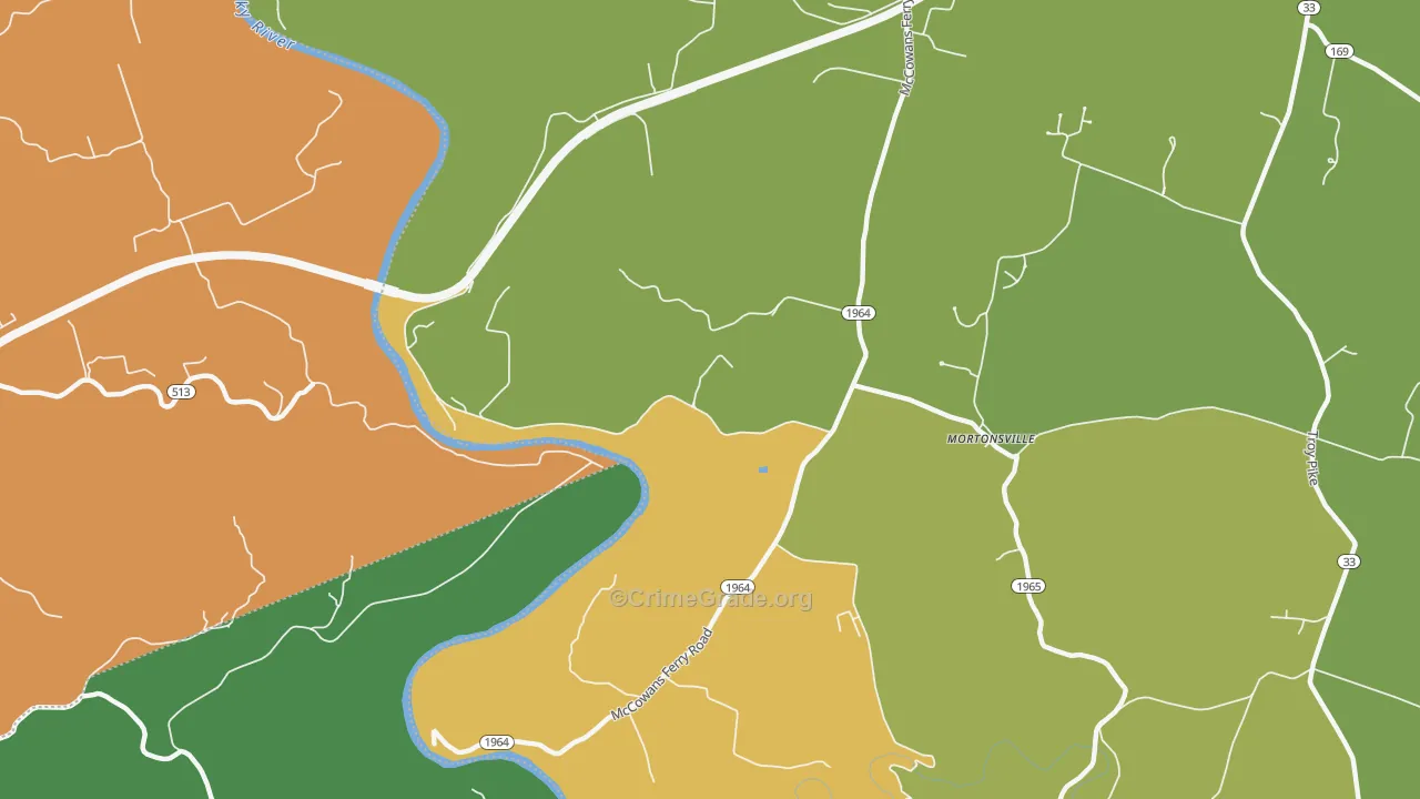 Mortonsville, KY Map of Burglary Rates