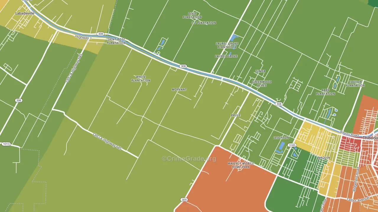 Morvant, LA Map of Burglary Rates