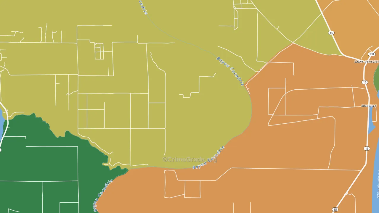 Morville, LA Map of Burglary Rates