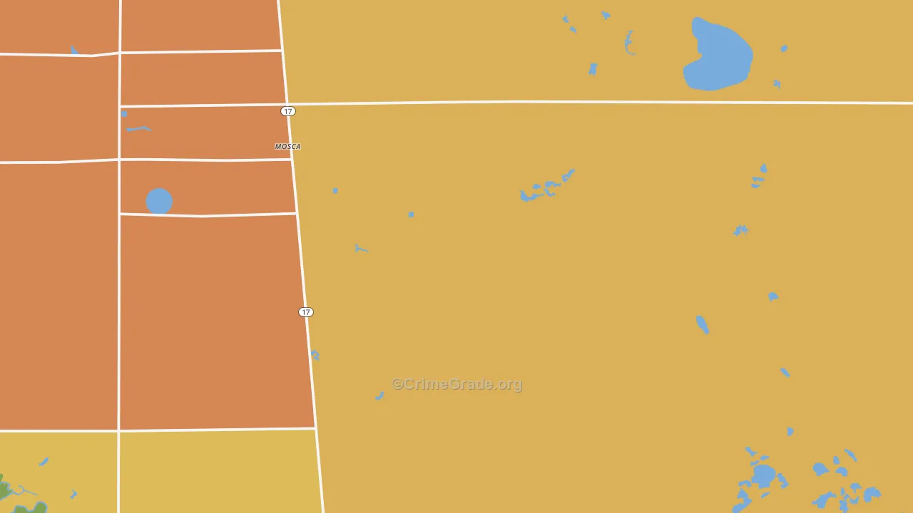 Mosca, CO Map of Burglary Rates