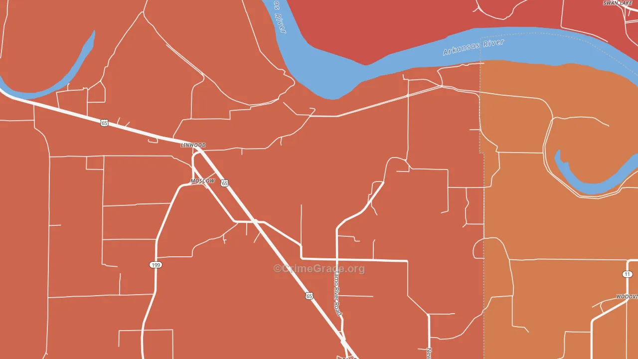 Moscow, AR Map of Burglary Rates
