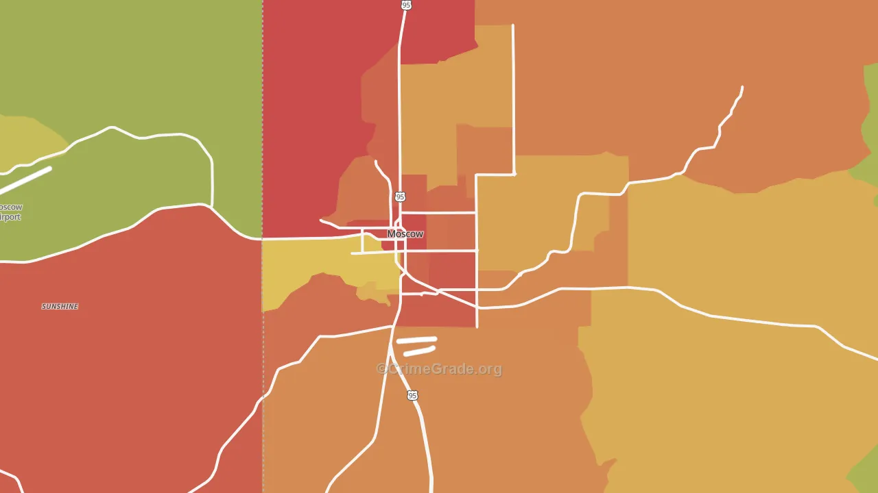Moscow, ID Map of Burglary Rates