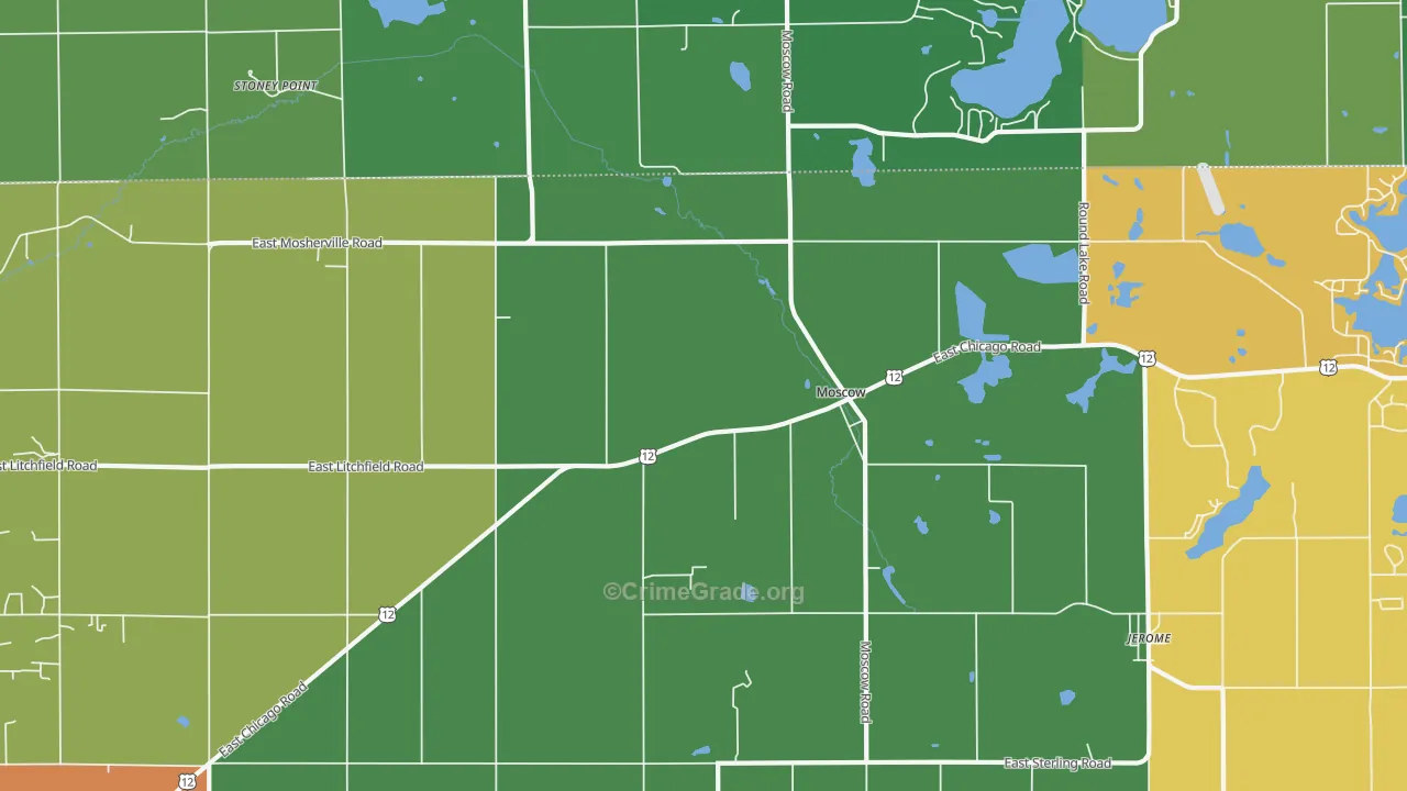 Moscow, MI Map of Burglary Rates