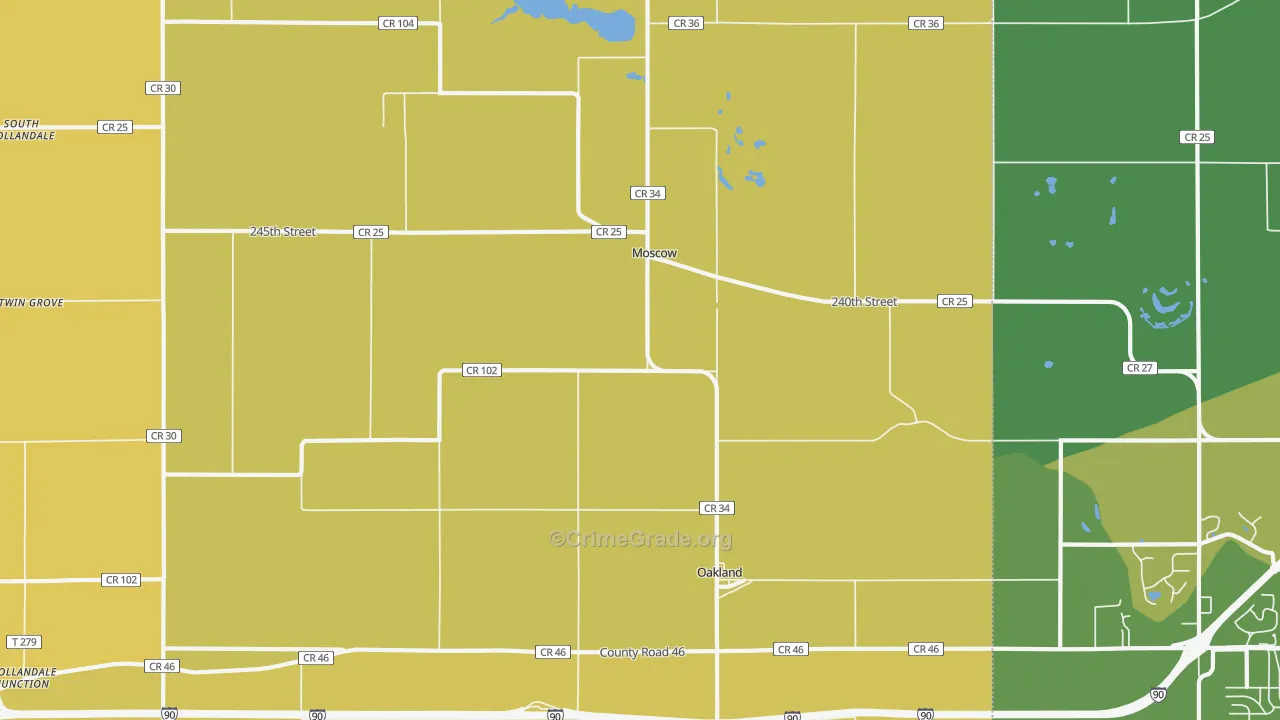 Moscow, MN Map of Burglary Rates