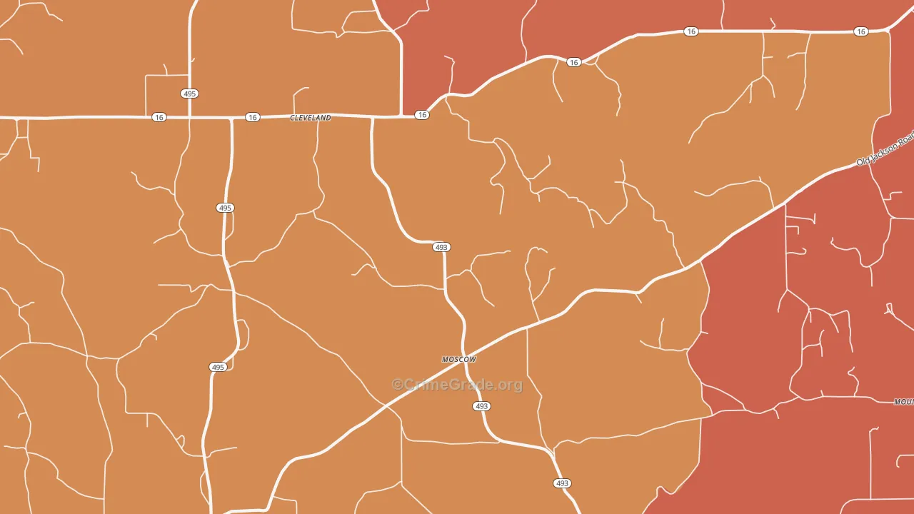 Moscow, MS Map of Burglary Rates