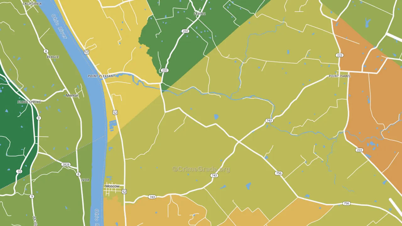 Moscow, OH Map of Burglary Rates