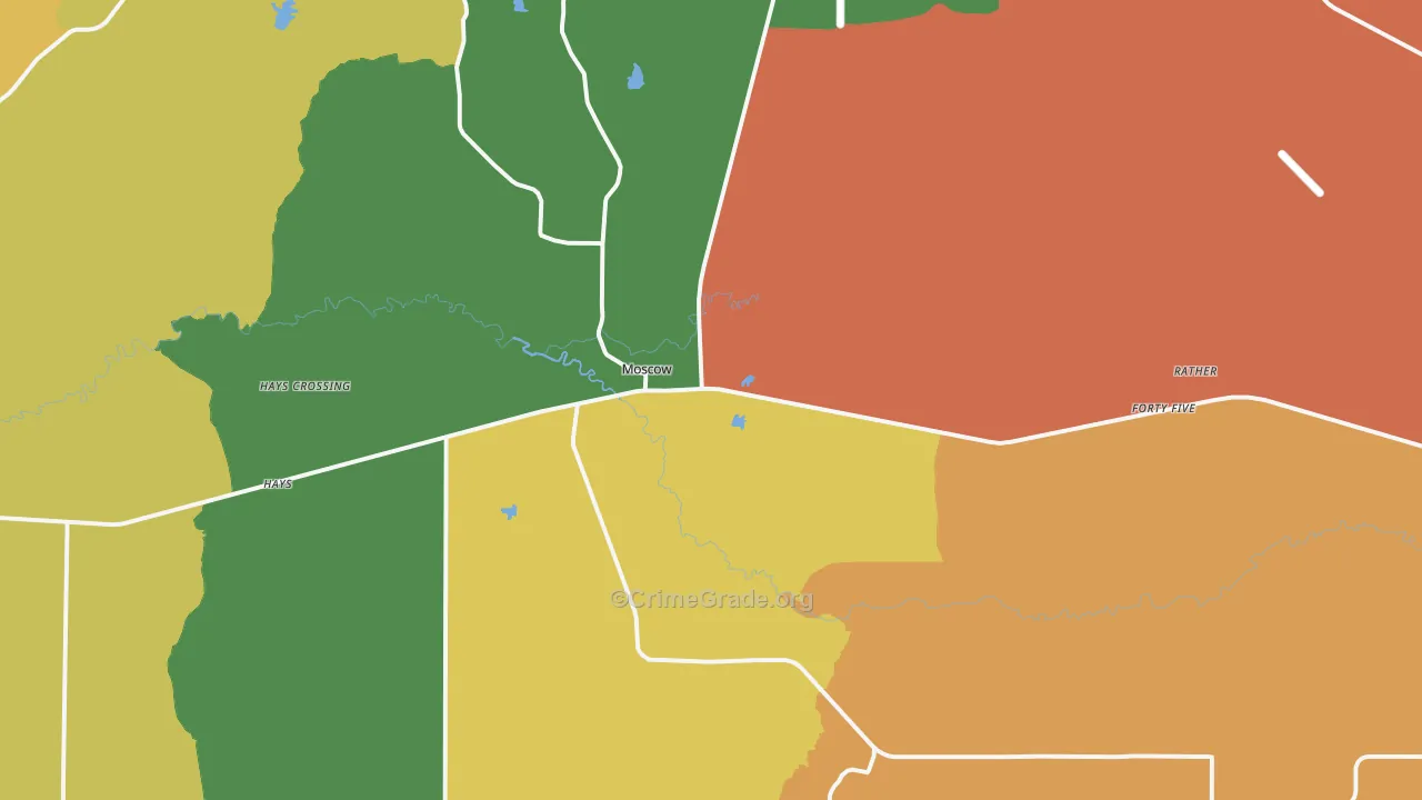 Moscow, TN Map of Burglary Rates