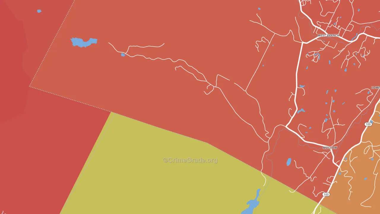 Moscow, VT Map of Burglary Rates