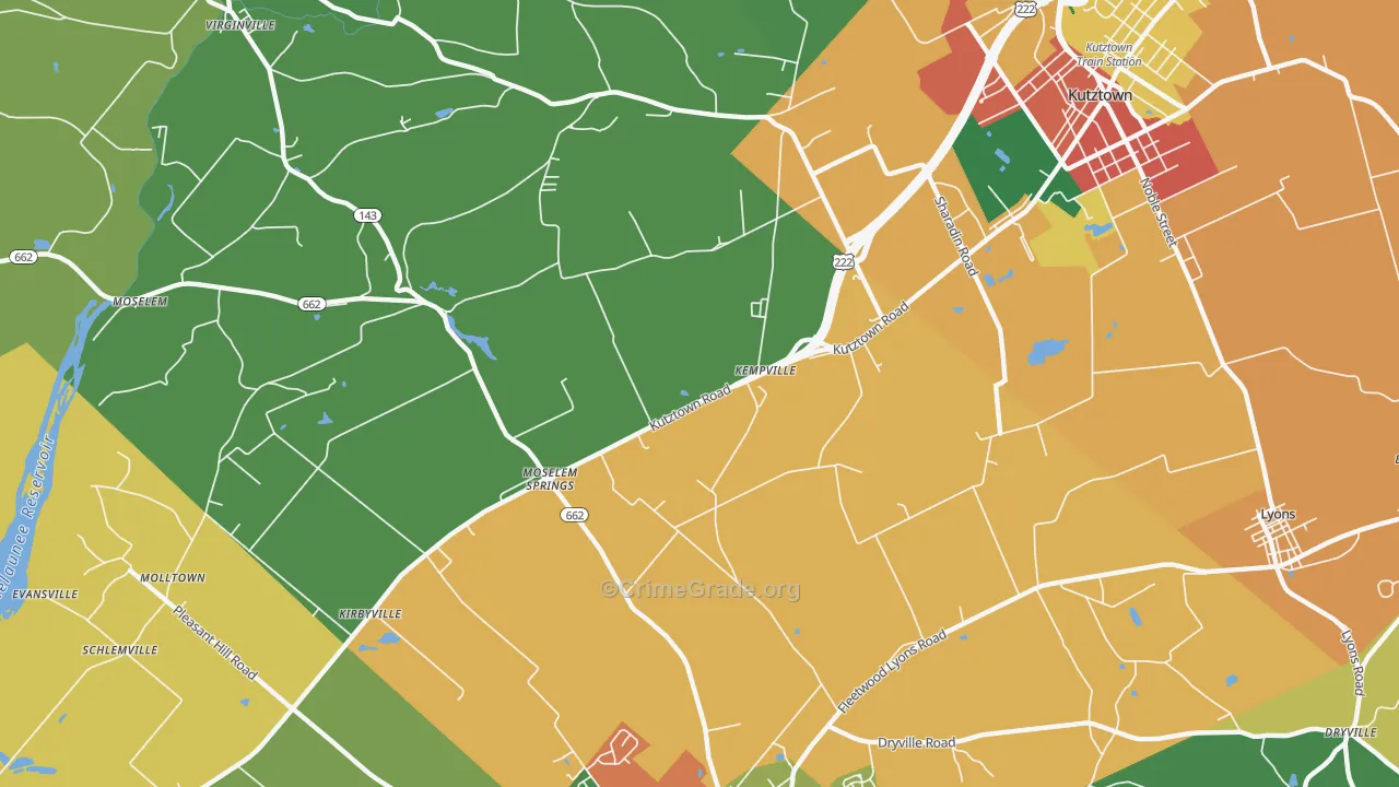 Moselem Springs, PA Map of Burglary Rates